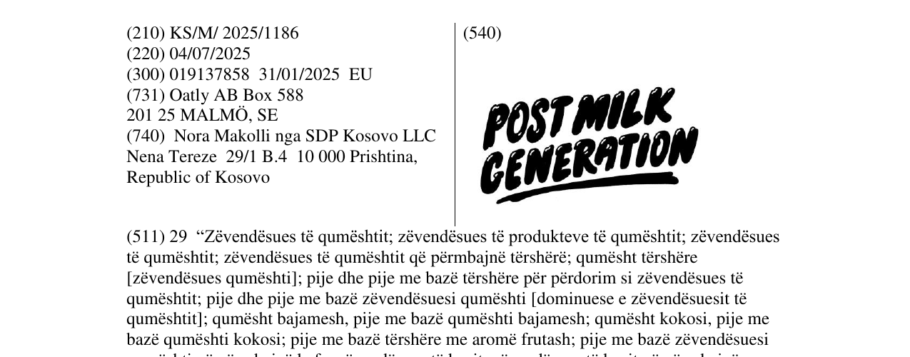 Zëri i markës POST MILK GENERATION në buletin