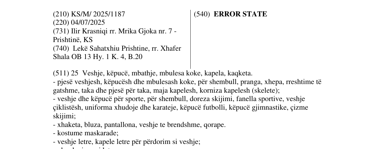 Zëri i markës ERROR STATE në buletin