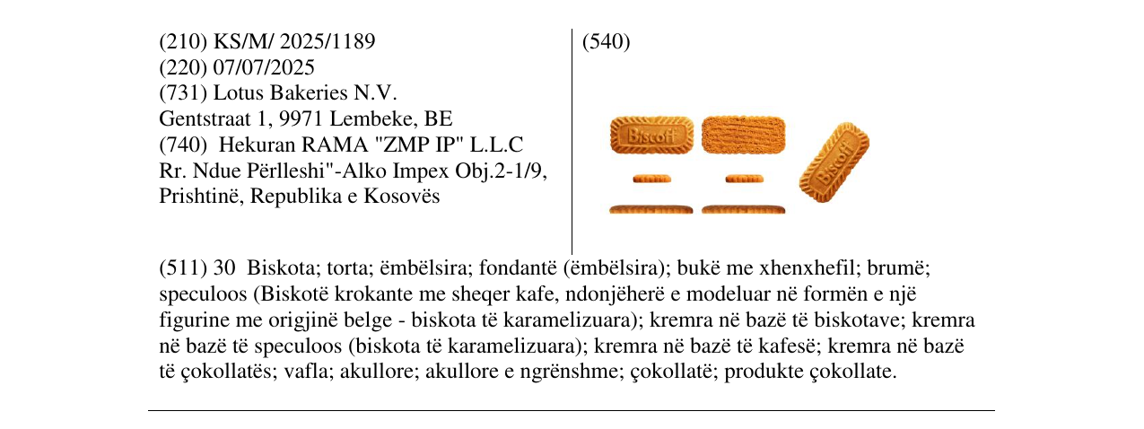 Zëri i markës BISCOFF në buletin