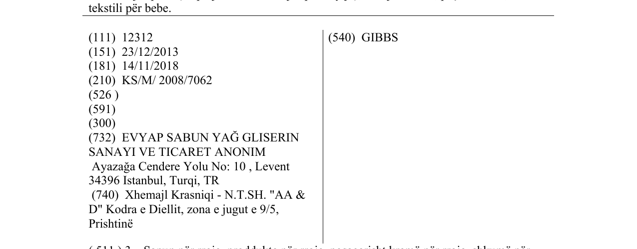 Zëri i markës GIBBS në buletin