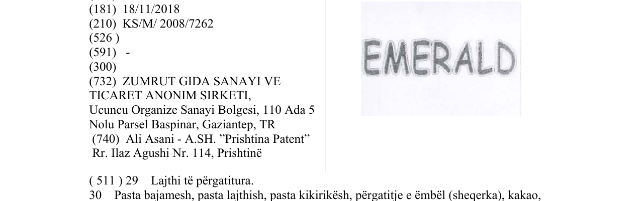 Zëri i markës EMERALD në buletin