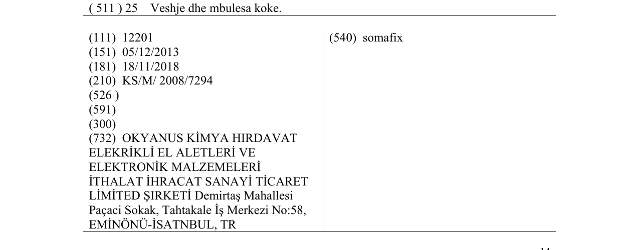Zëri i markës somafix në buletin