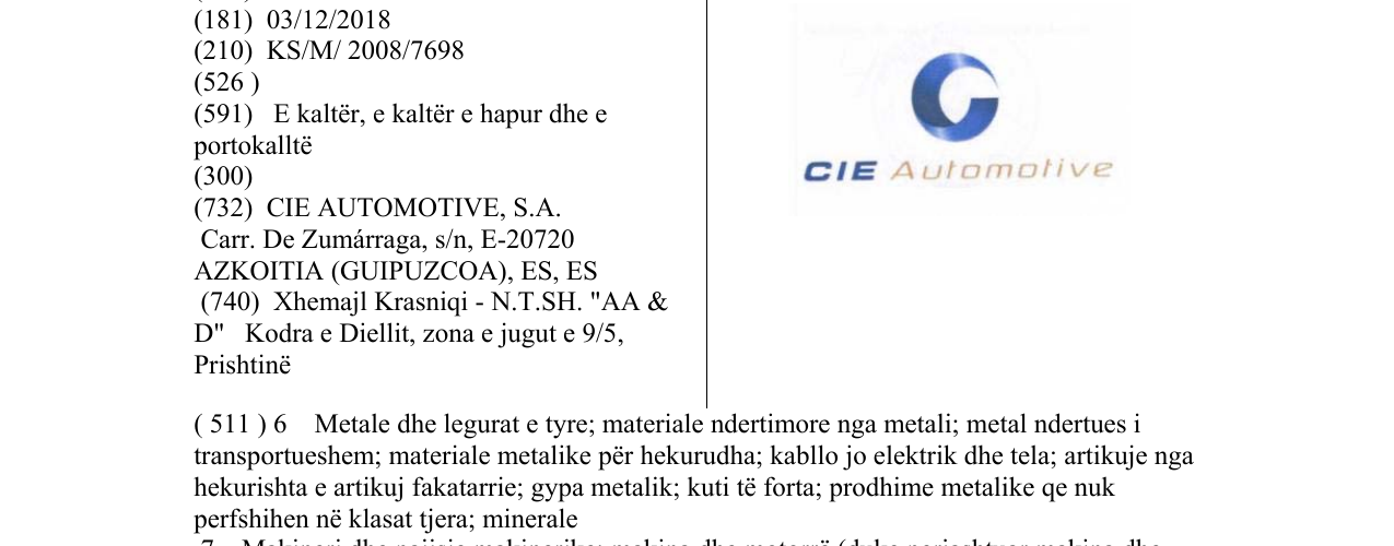 Zëri i markës CIE Automotive në buletin
