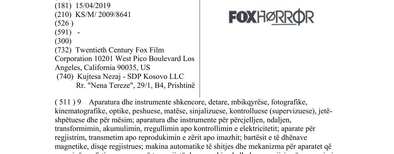 Zëri i markës FOX HORROR në buletin