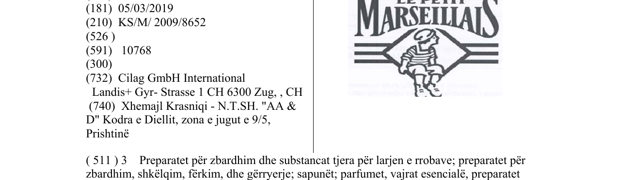 Zëri i markës LE PETIT MARSEILLAIS në buletin