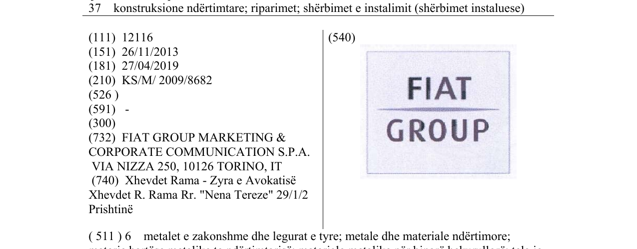 Zëri i markës FIAT GROUP në buletin