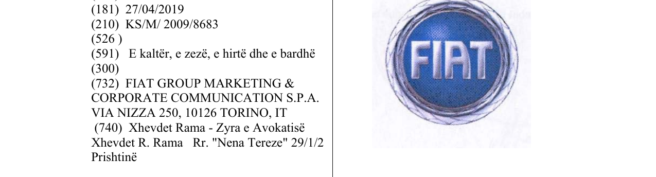 Zëri i markës FIAT në buletin