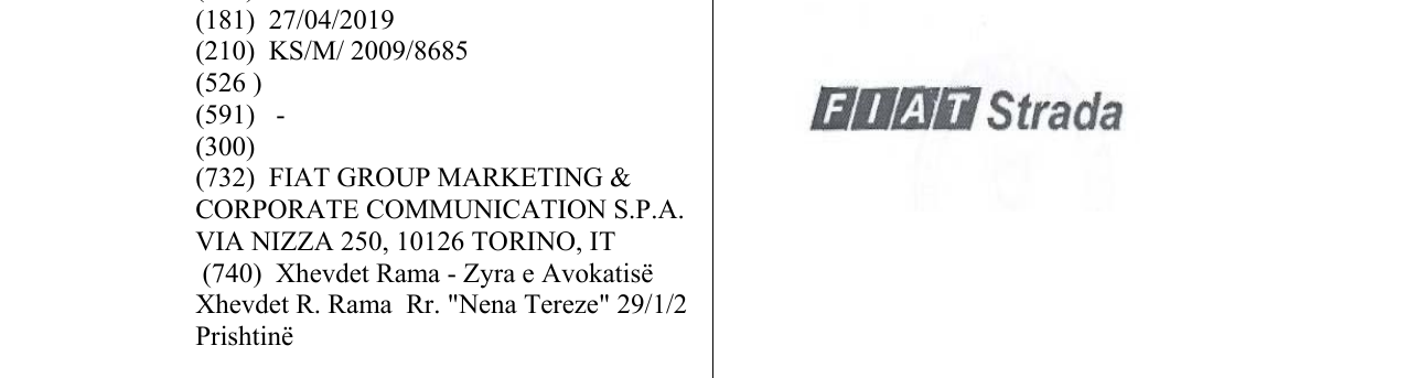 Zëri i markës FIAT Strada në buletin