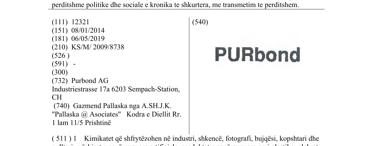 Zëri i markës PURbond në buletin