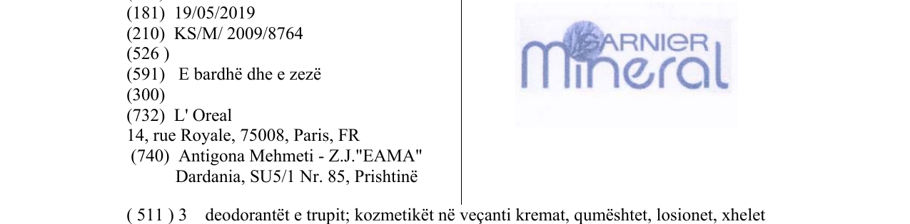 Zëri i markës GARNIER mineral në buletin