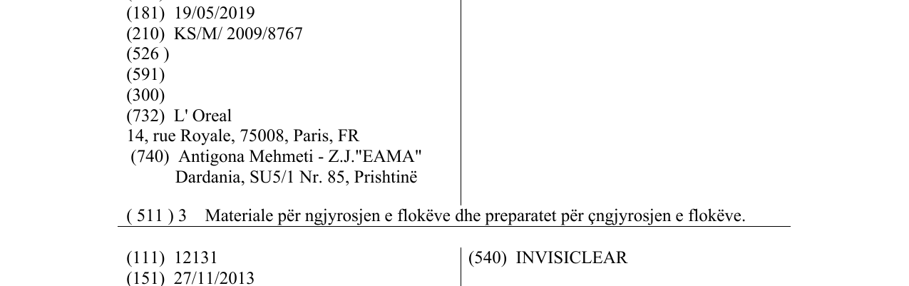 Zëri i markës HERBASHINE në buletin
