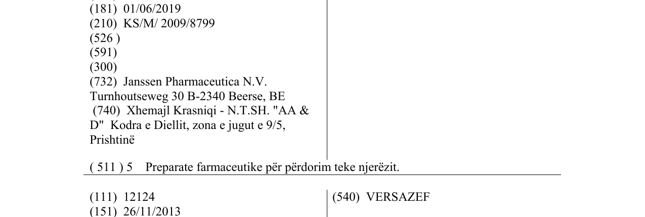 Zëri i markës VENZIDAL në buletin