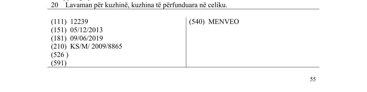 Zëri i markës MENVEO në buletin