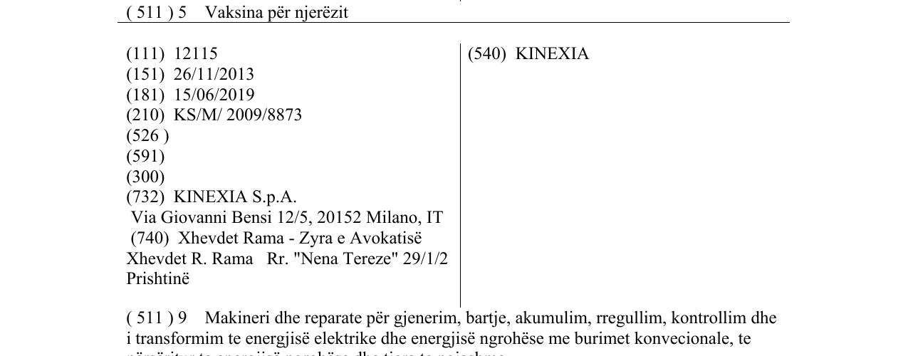 Zëri i markës KINEXIA në buletin