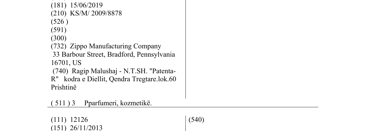 Zëri i markës ZIPPO në buletin