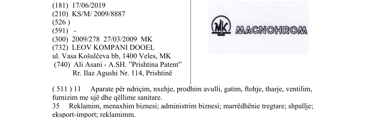 Zëri i markës MAGNOHROM në buletin
