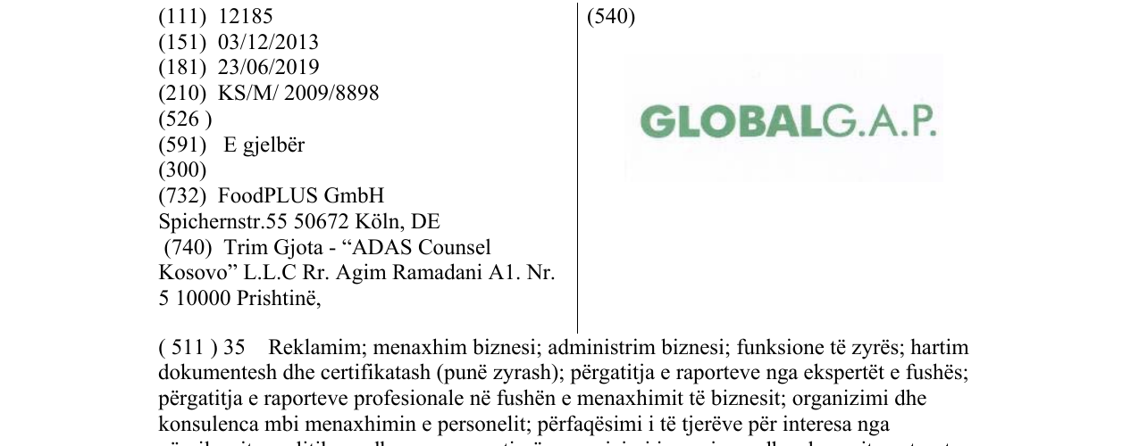 Zëri i markës GLOBALG.A.P. në buletin