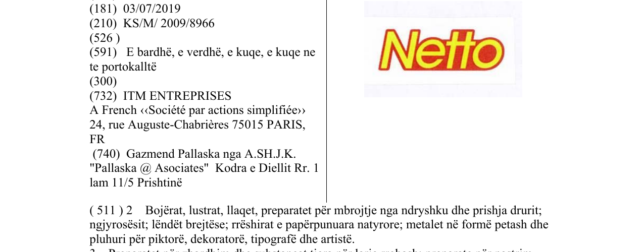 Zëri i markës Netto në buletin