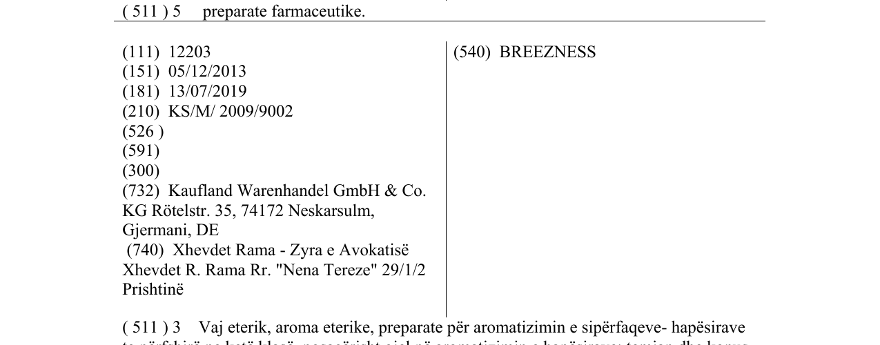 Zëri i markës BREEZNESS në buletin