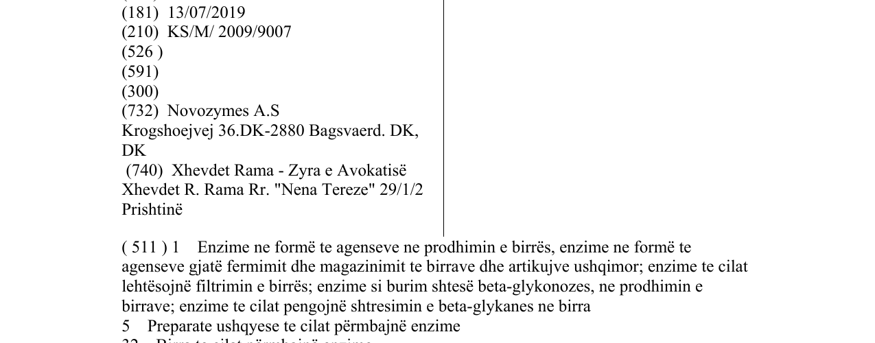Zëri i markës FINIZYM në buletin