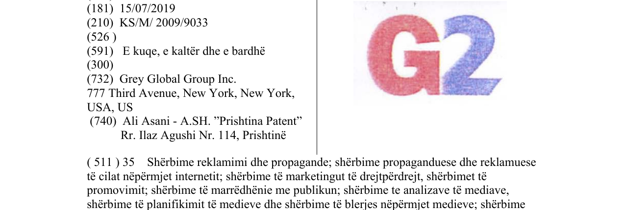 Zëri i markës G2 në buletin