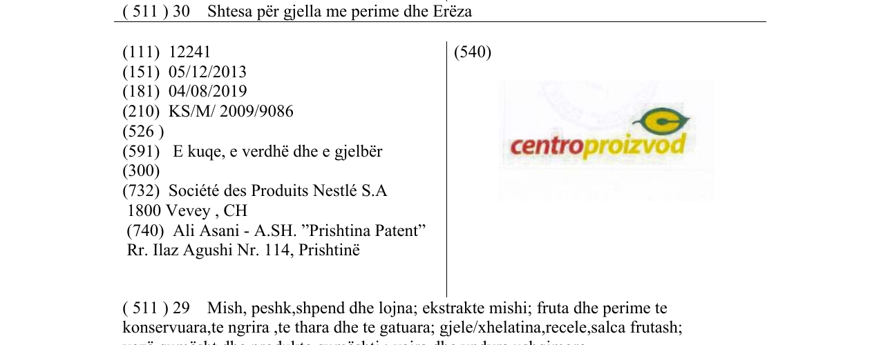 Zëri i markës centroproizvod në buletin