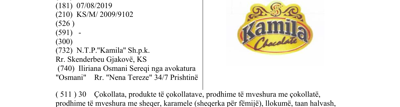 Zëri i markës Kamila në buletin