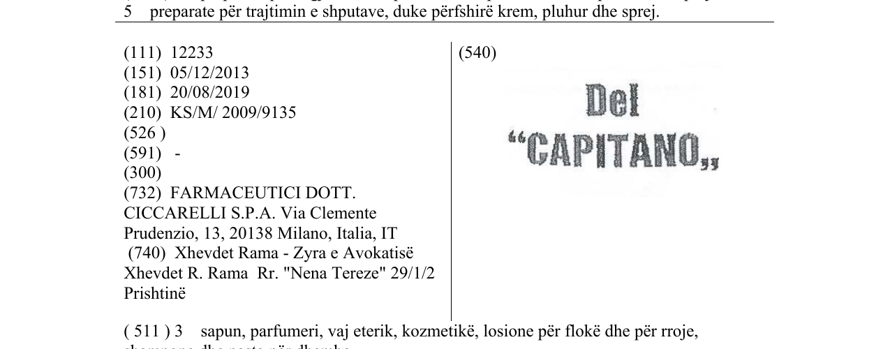 Zëri i markës Del "CAPITANO në buletin