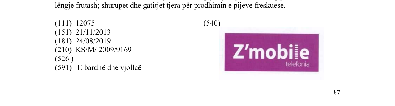 Zëri i markës Z'mobile në buletin