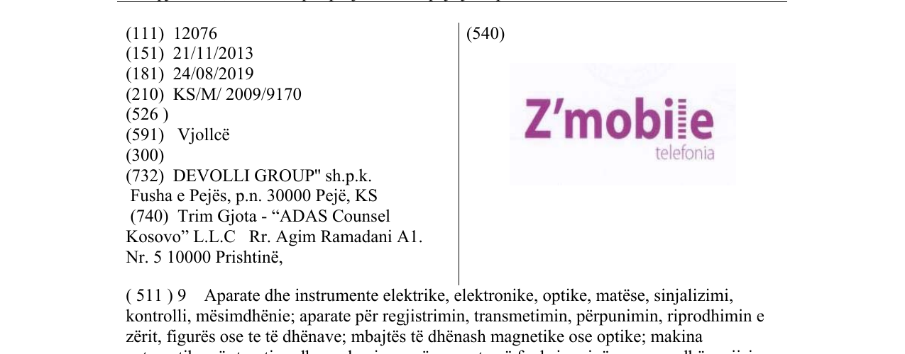 Zëri i markës Z'mobile në buletin