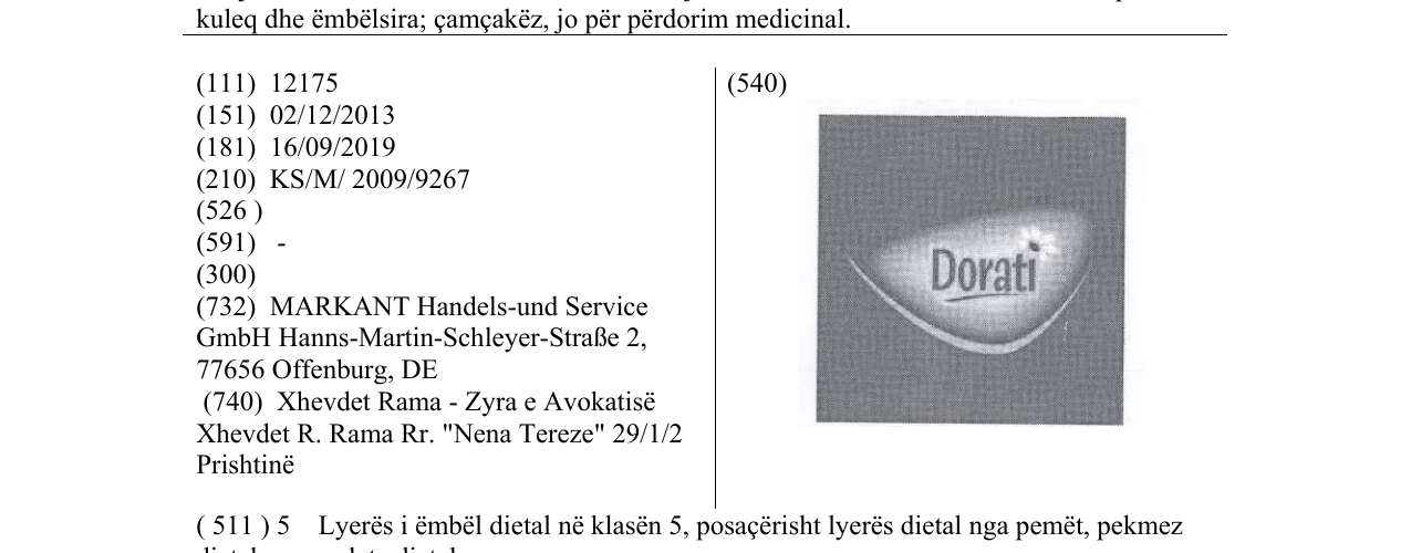 Zëri i markës Dorati në buletin