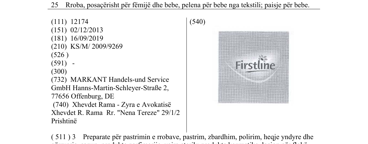 Zëri i markës Firstline në buletin