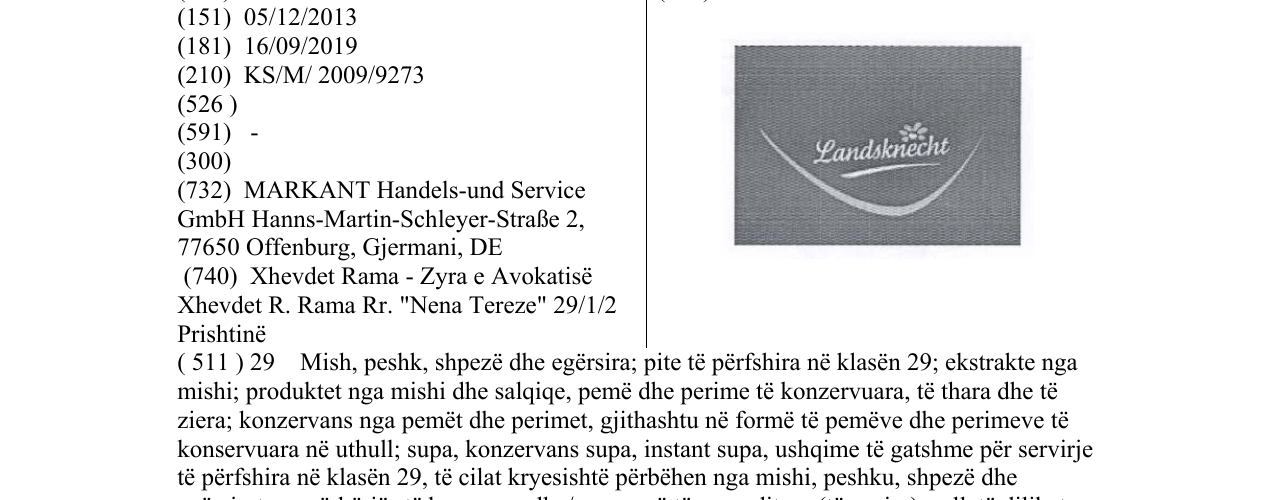Zëri i markës Landsknecht në buletin
