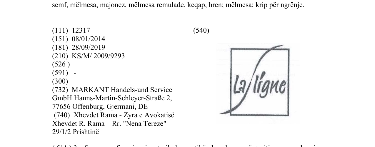 Zëri i markës La ligne në buletin