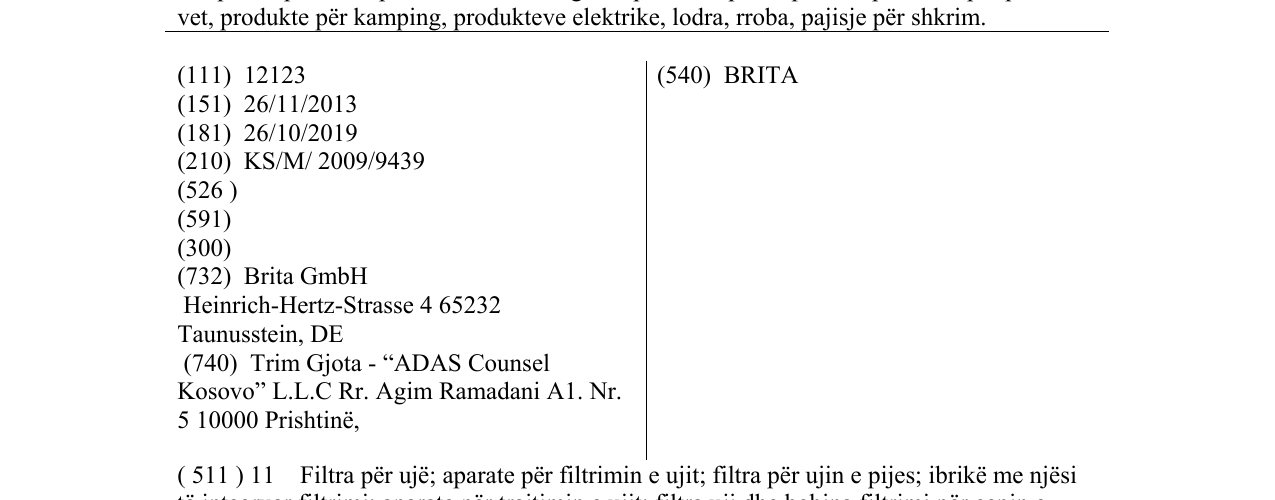 Zëri i markës BRITA në buletin