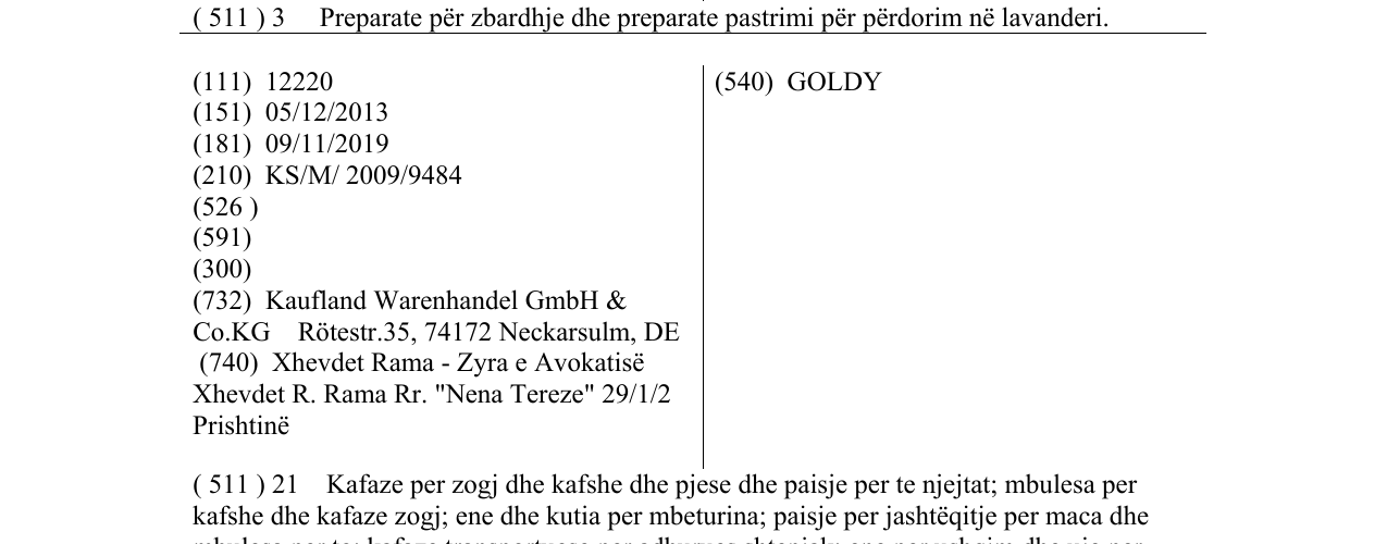 Zëri i markës GOLDY në buletin