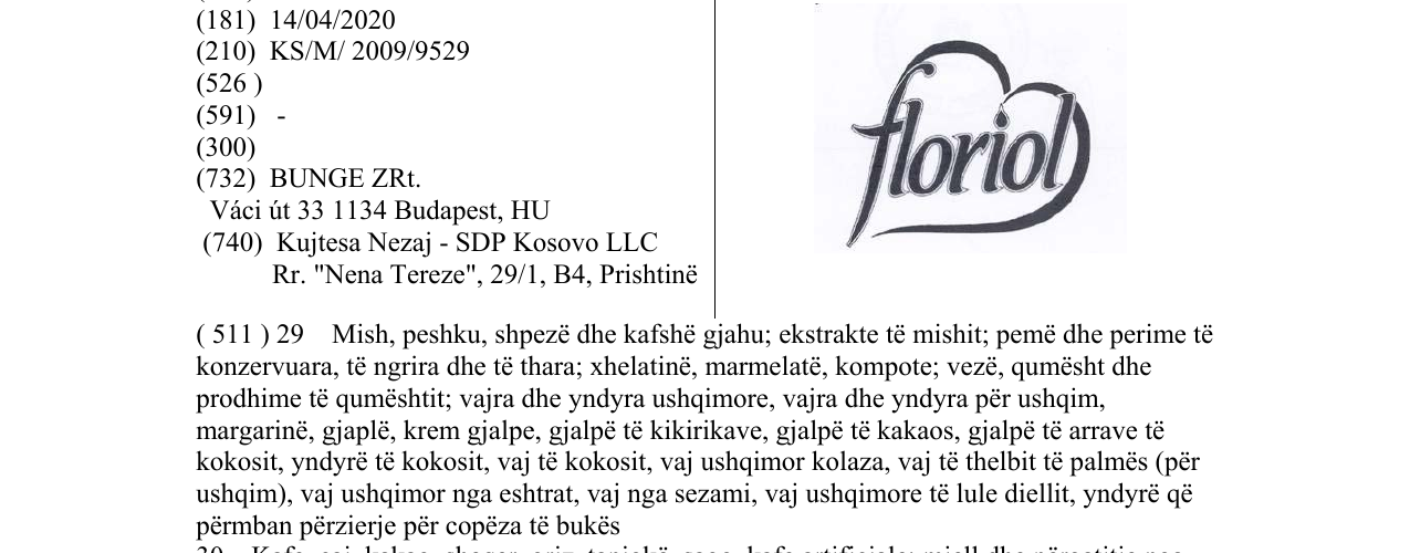 Zëri i markës floriol në buletin
