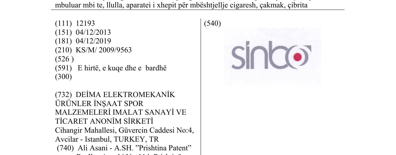 Zëri i markës sinbo në buletin