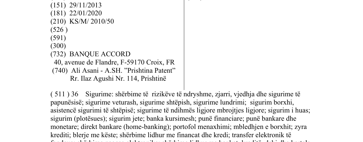 Zëri i markës ONEY në buletin