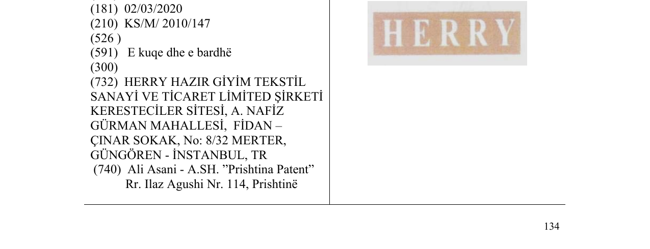 Zëri i markës HERRY në buletin