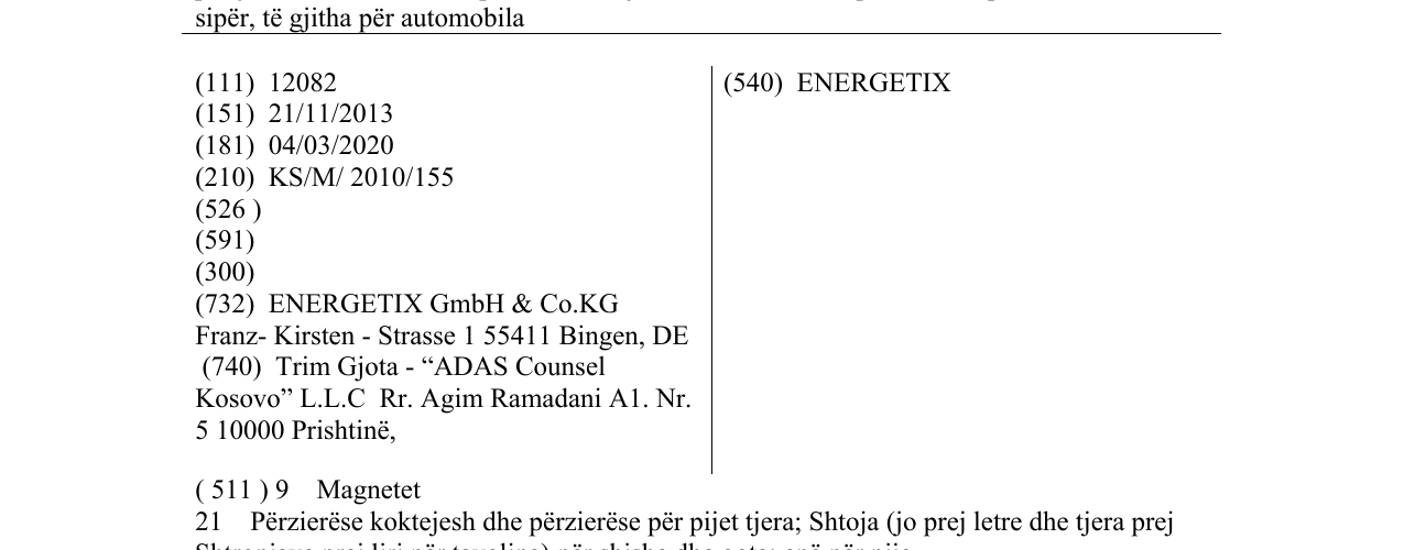 Zëri i markës ENERGETIX në buletin