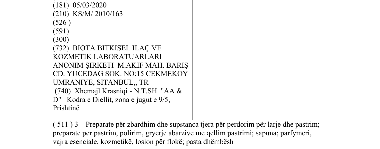 Zëri i markës BIOTA59ELEMENTS në buletin