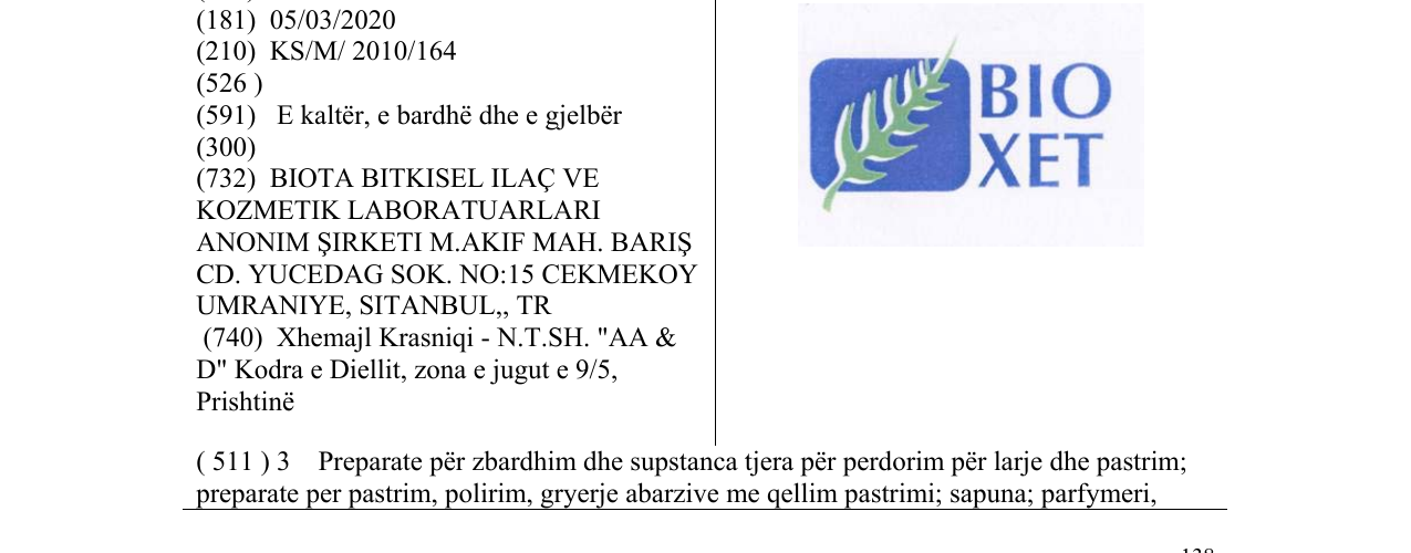 Zëri i markës BIOXET në buletin