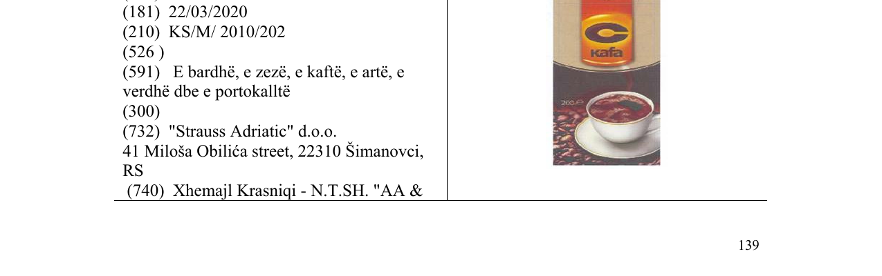 Zëri i markës Kafa në buletin