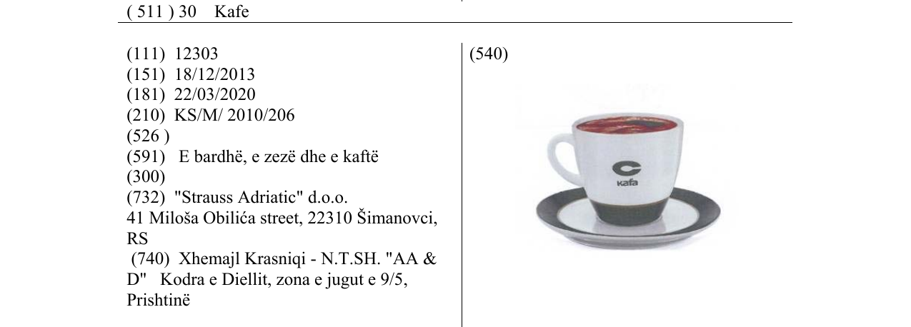 Zëri i markës C Kafa në buletin