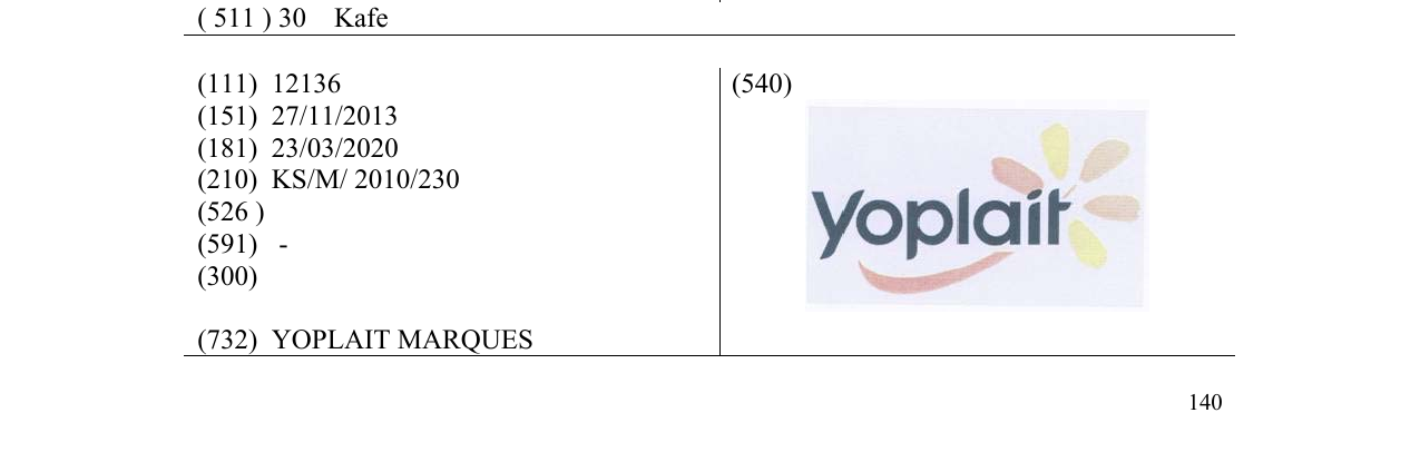 Zëri i markës yoplait në buletin