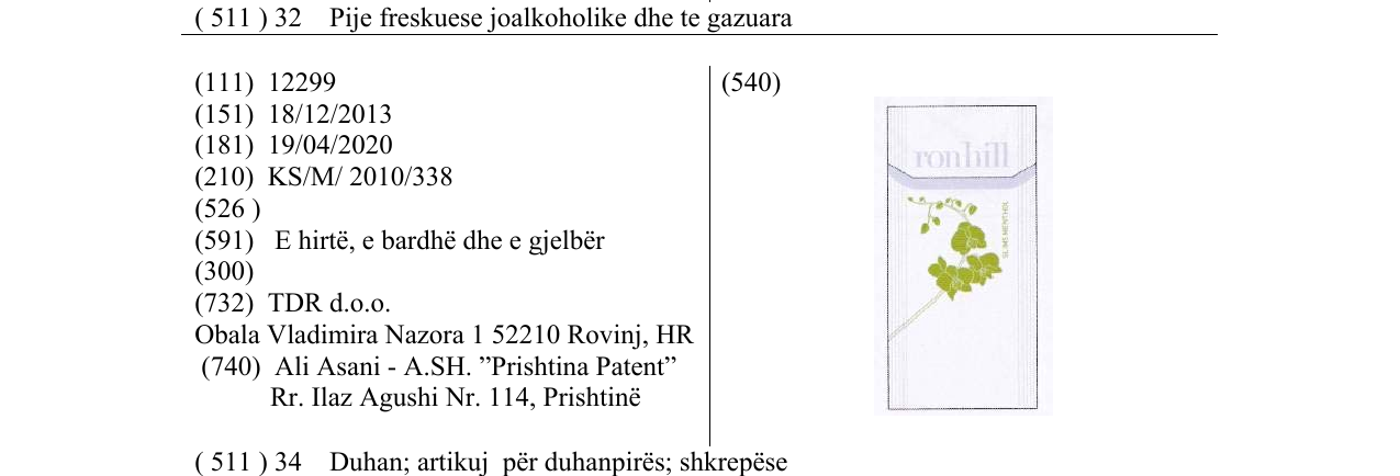 Zëri i markës ronhill në buletin