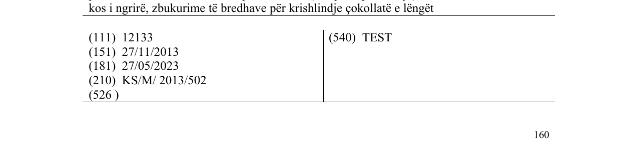 Zëri i markës TEST në buletin