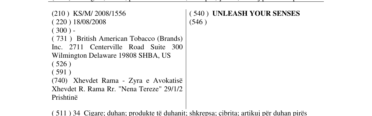 Zëri i markës UNLEASH YOUR SENSES në buletin