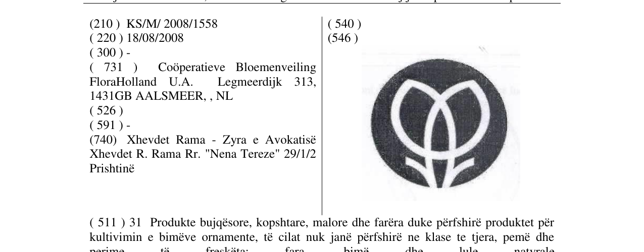 Zëri i markës FLORAHOLLAND LOGO në buletin